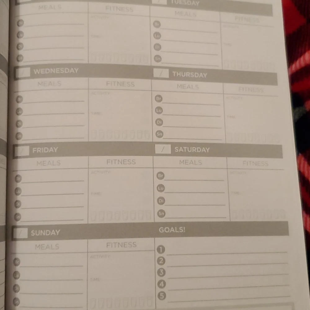 Weekly food, fitness, and task pad planner set